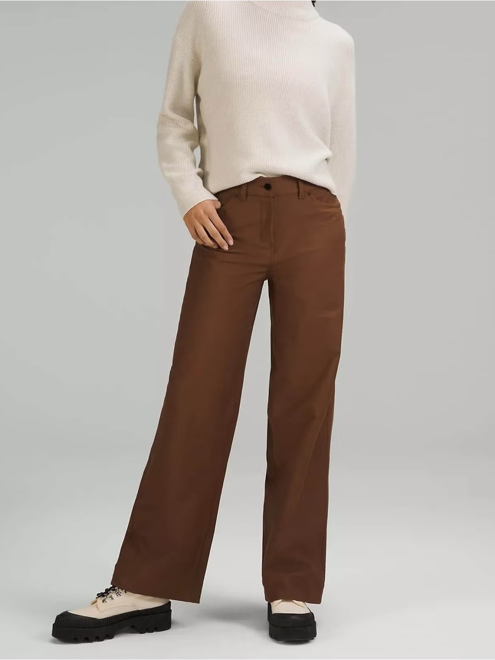 LULULEMON City Sleek 5 Pocket Wide Leg High Rise Pant Size 29 Roasted Brown